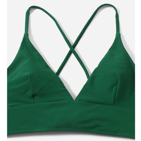 SHEIN NWT Cut-out Lace Up Bikini Swimsuit Army Green Size L (8/10) - Picture 4 of 4